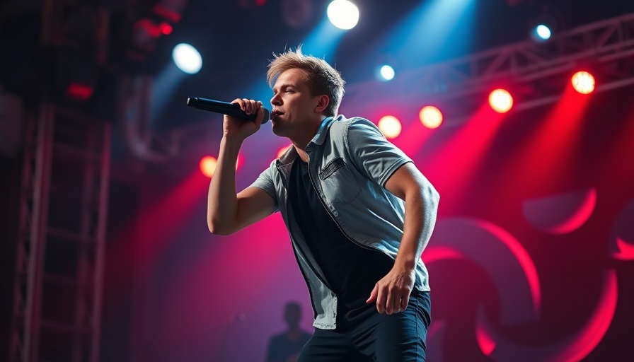 Energetic male performer with microphone and vibrant lights, Astronomer CEO resignation