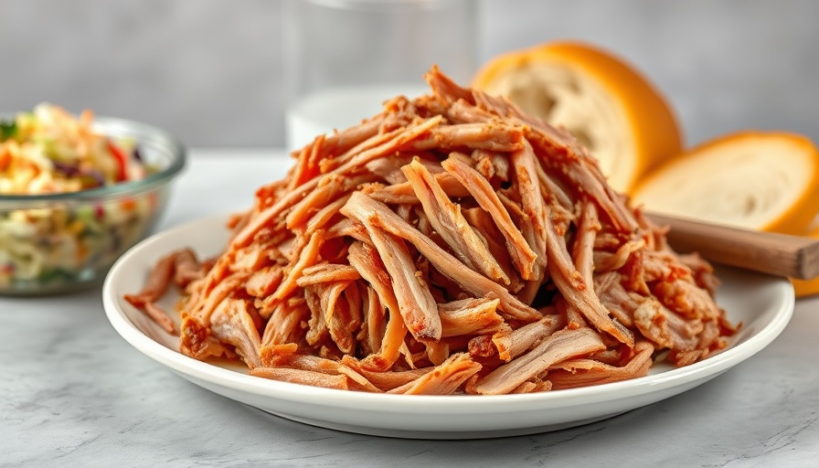 Delicious pulled ham recipe served with coleslaw.