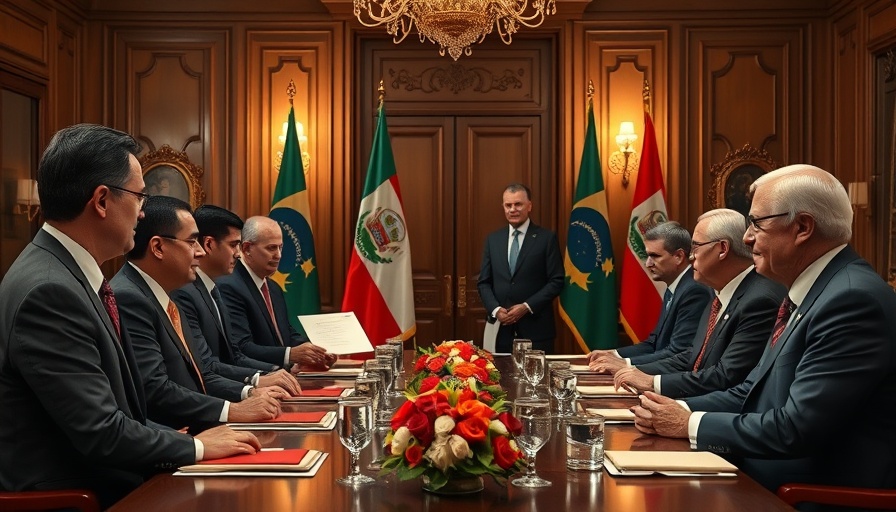 Diplomatic meeting with document exchange amid Israeli strikes discussion.