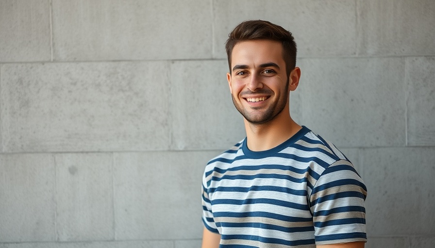 Confident young man against concrete wall related to AI protein design technology.