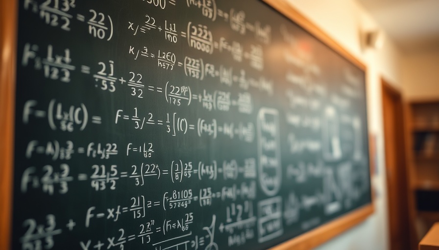 Intricate chalkboard equations related to AI Math Olympiad 2025.