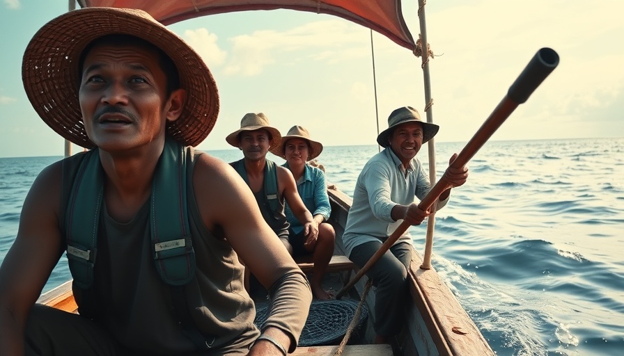Small-scale fishers adapting to climate change on a traditional banca.