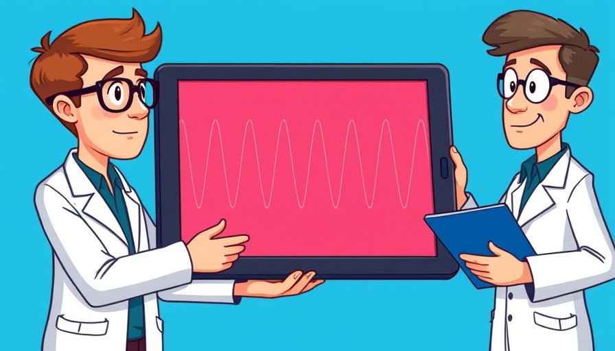 Illustrated scientists analyzing seismic data on tablet for earthquake alerts technology.