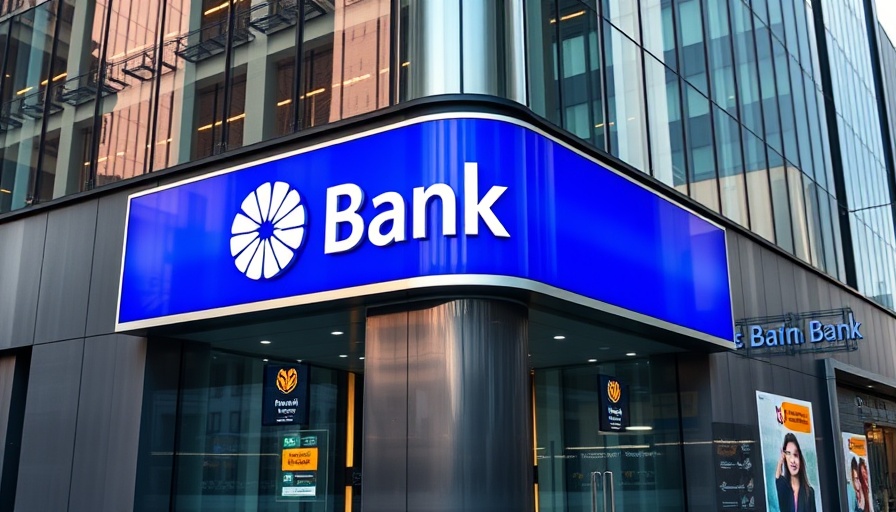 Customer Data Overhaul in Banking: Modern bank facade with signage.