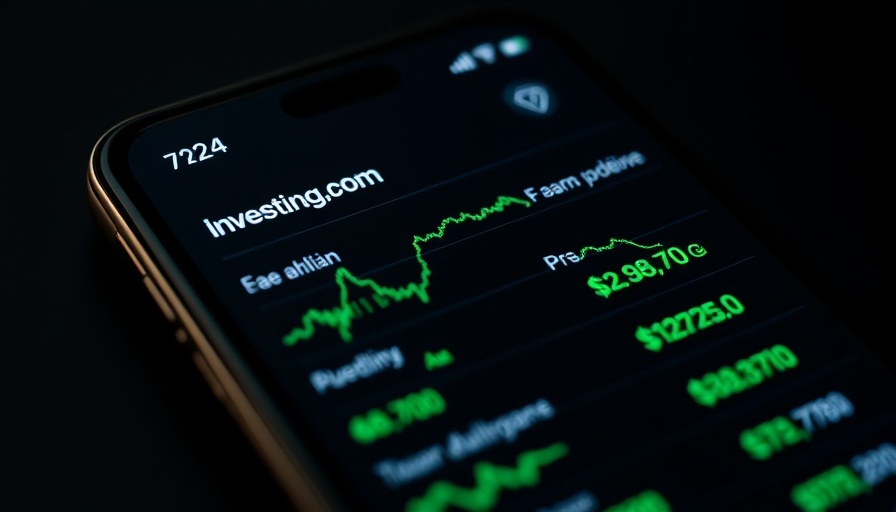 Stock indices on smartphone screen showing positive trends.