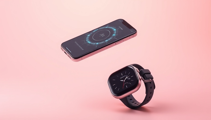 AI wearables technology featuring floating smartphone and devices.