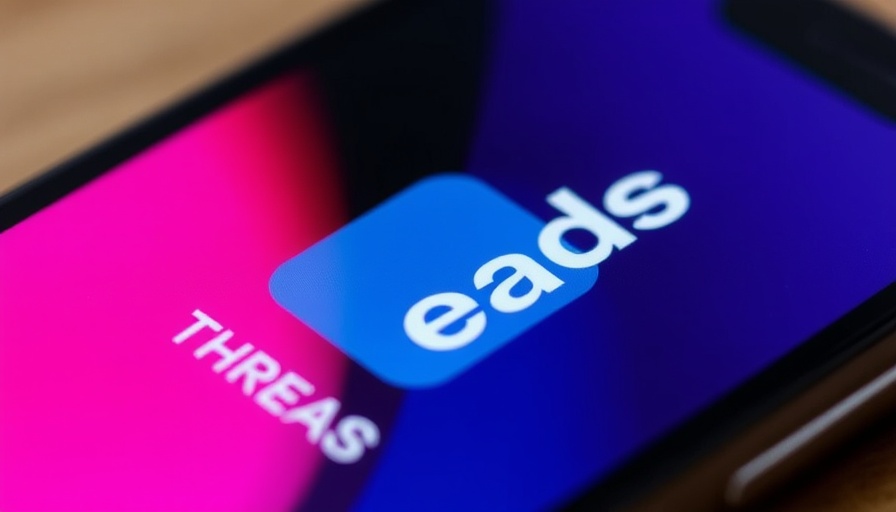 Threads app logo on smartphone, illustrating performance metrics.
