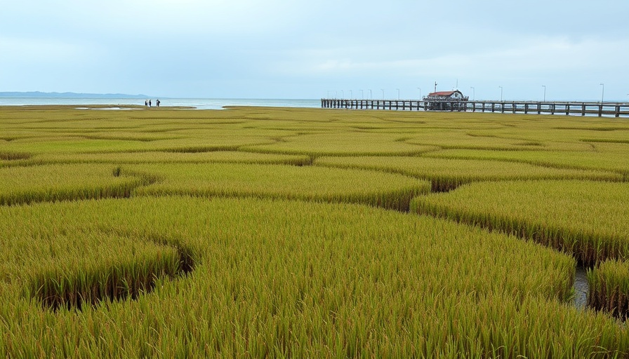 Seagrass meadow at Singapore's coast, impacting ecosystem due to reclamation.