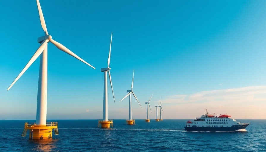 Offshore wind turbines and ferry highlighting UK wind energy price increase.