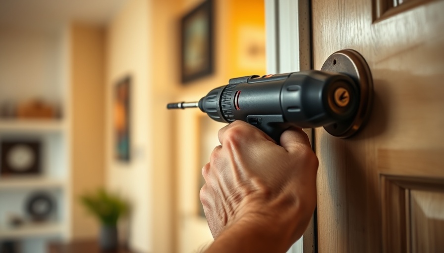 Home repair with power drill on door lock, seller responsible for repairs after closing.