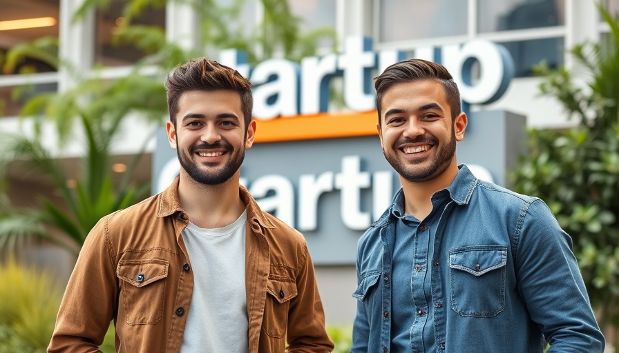 Young entrepreneurs posing confidently, food delivery app success setting.