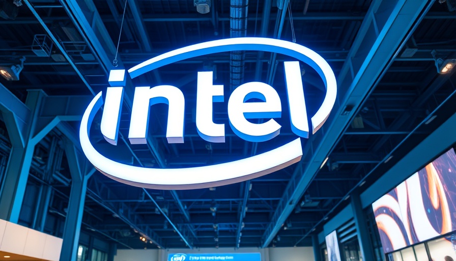 Intel logo at a technology event showcasing innovation and manufacturing projects.