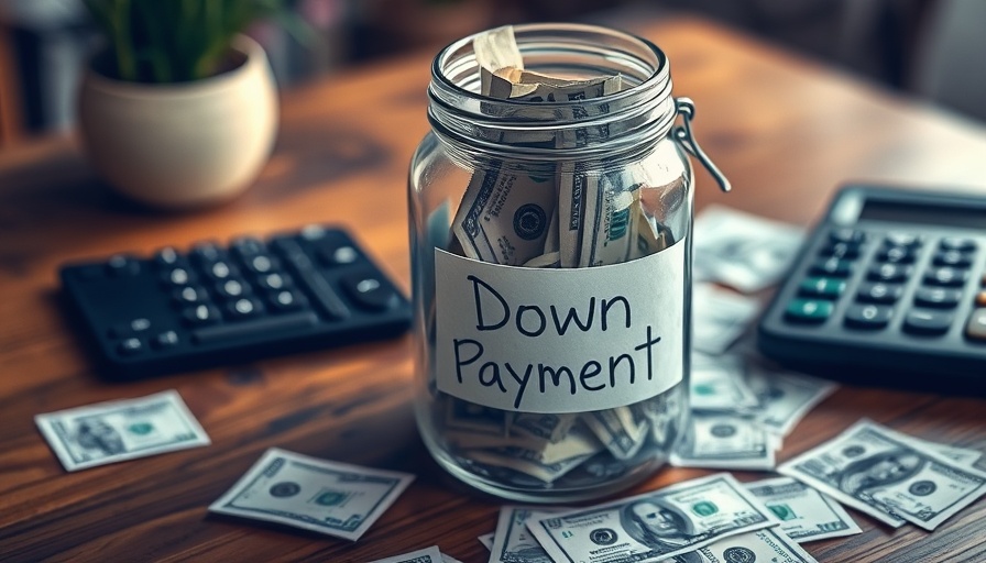 Large down payment concept with cash jar and calculator.