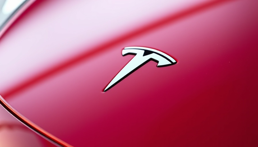 Tesla robotaxi logo on shiny red car in San Francisco