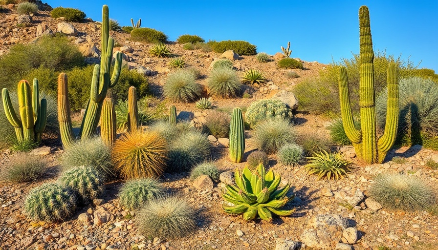 Xerophyte garden for water-wise gardening with cacti and succulents.