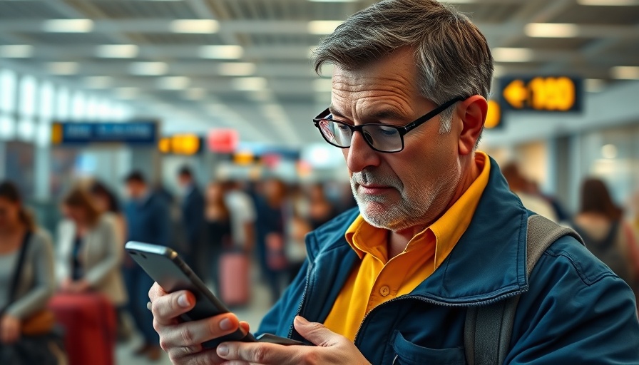 Business traveler facing Delta airport lounge challenges in a busy terminal.
