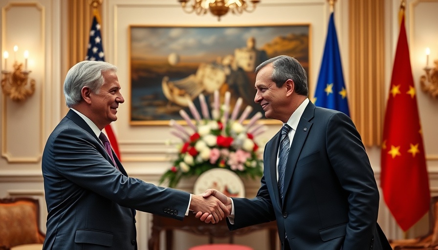US-EU Trade Deal discussion with leaders shaking hands.