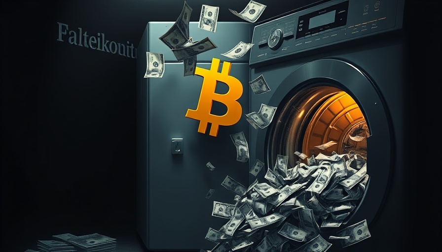 Bay Area crypto crisis concept with bitcoin and money laundering.
