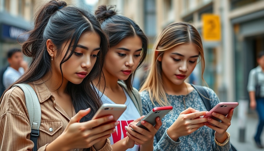 Two women using smartphones in UK, VPN use surges.