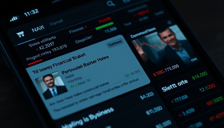 Finance app news interface with investment updates