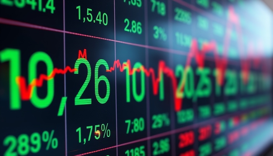 Stock market indices display with values and changes.