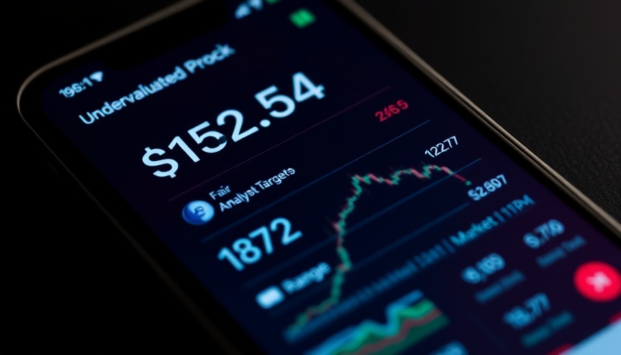 Financial data on smartphone, showing undervalued analysis