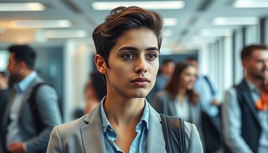 Confident young professional finding success in an unfamiliar office setting.