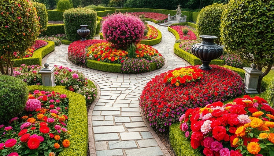 Beautiful garden landscape ideas with paths and vibrant blooms.