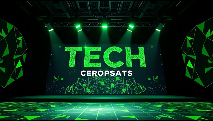 Tech conference banner featuring AI Stage and abstract design, related to business startup funding.
