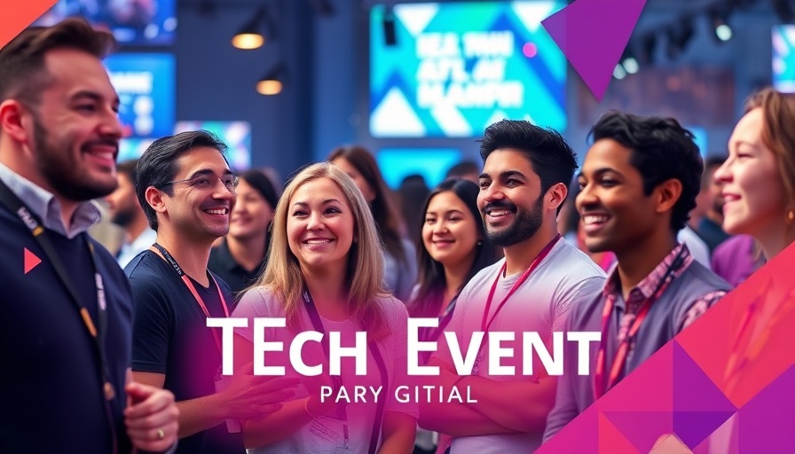 Promotional banner for tech event with speakers' photos and details.