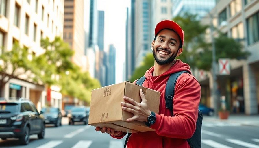 Calo food delivery service modern urban street.