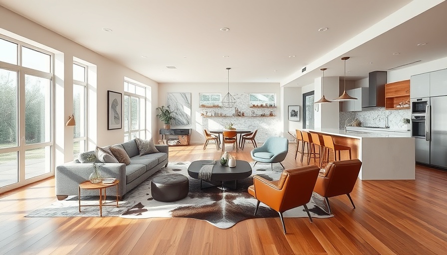 Staging a home for sale while living in it: modern living space with open kitchen