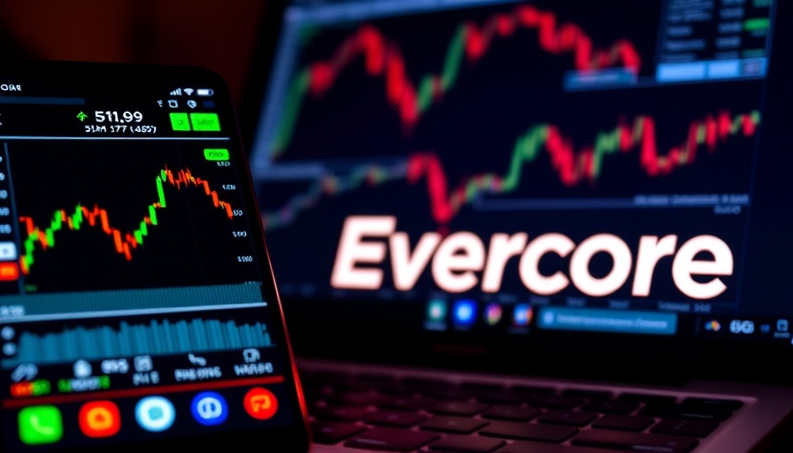 Evercore logo on smartphone screen, mergers and acquisitions theme.