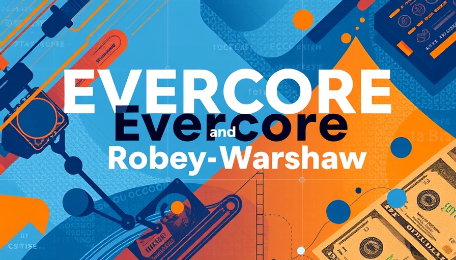Abstract graphic of Evercore acquisition of Robey Warshaw with currency theme.
