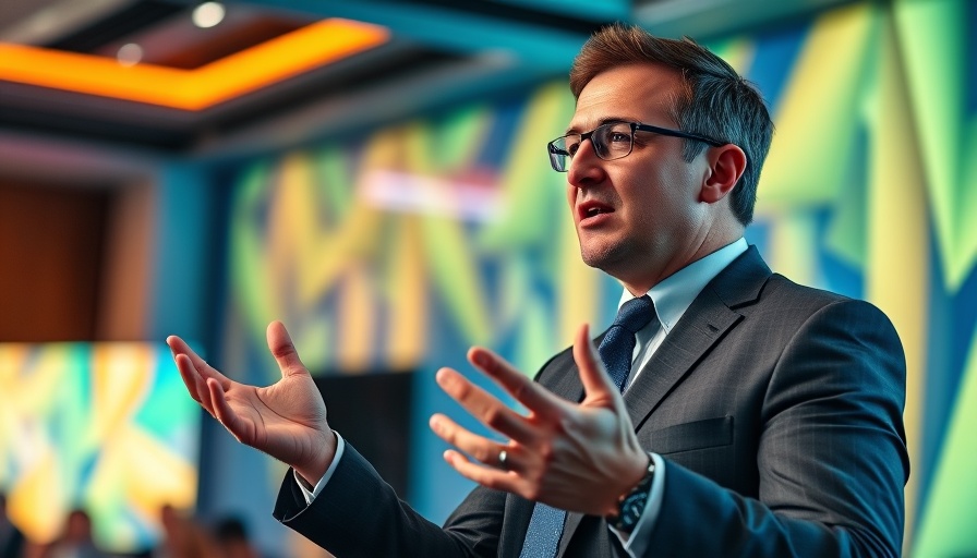 Business professional gesturing during a startup funding talk
