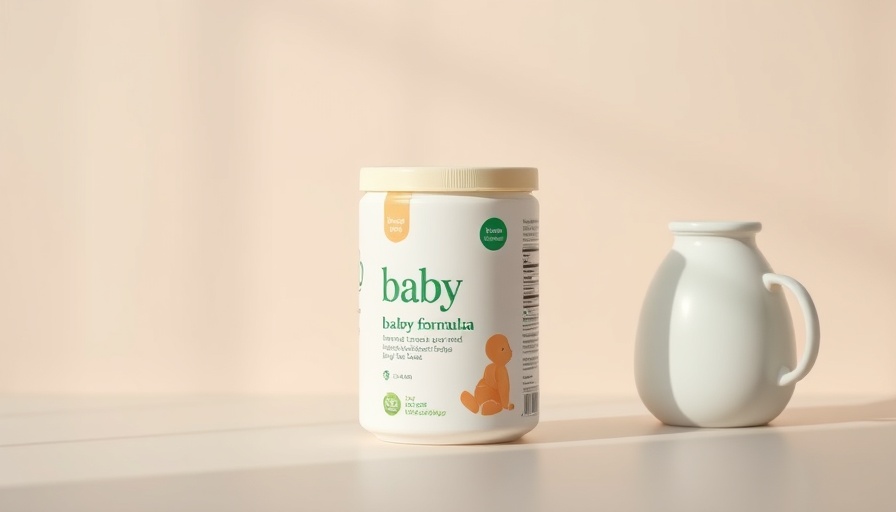 Clean baby formula startup packaging design in soft tones.