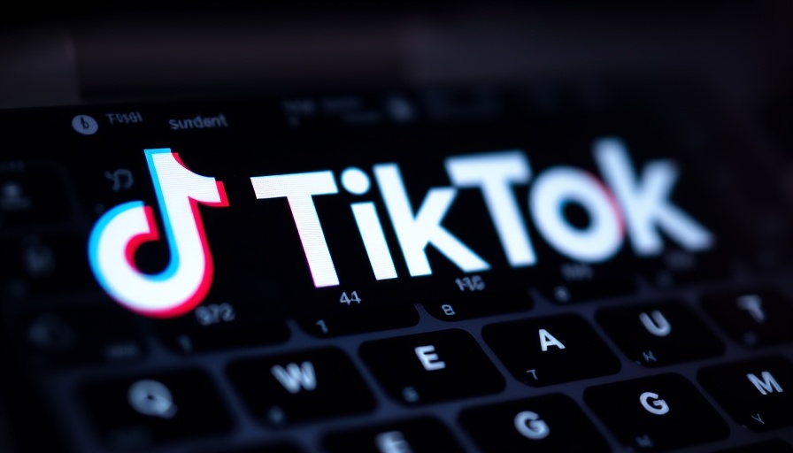 Close-up of TikTok logo on digital screen with keyboard