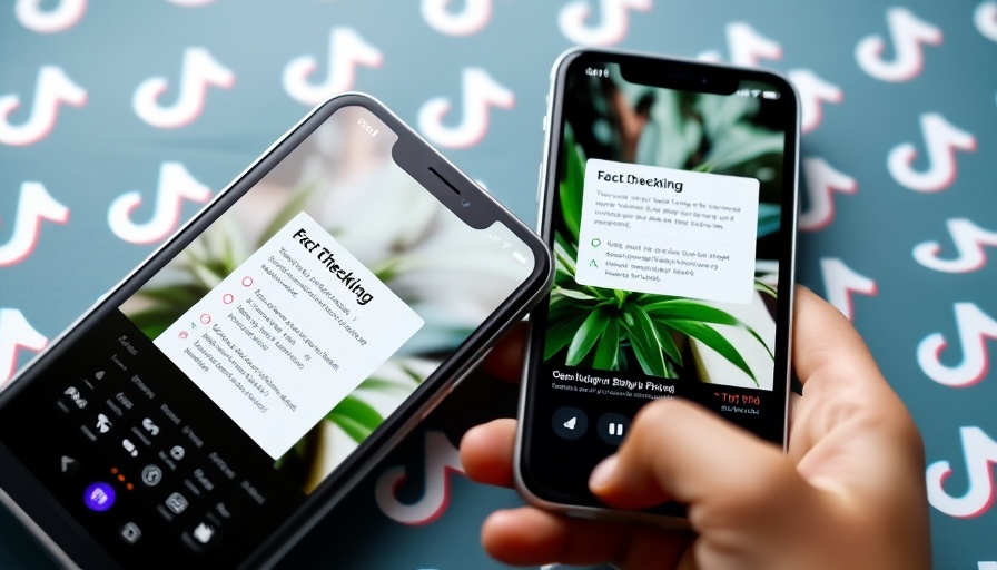Crowdsourced fact-checking on TikTok: Two phones with info overlay.