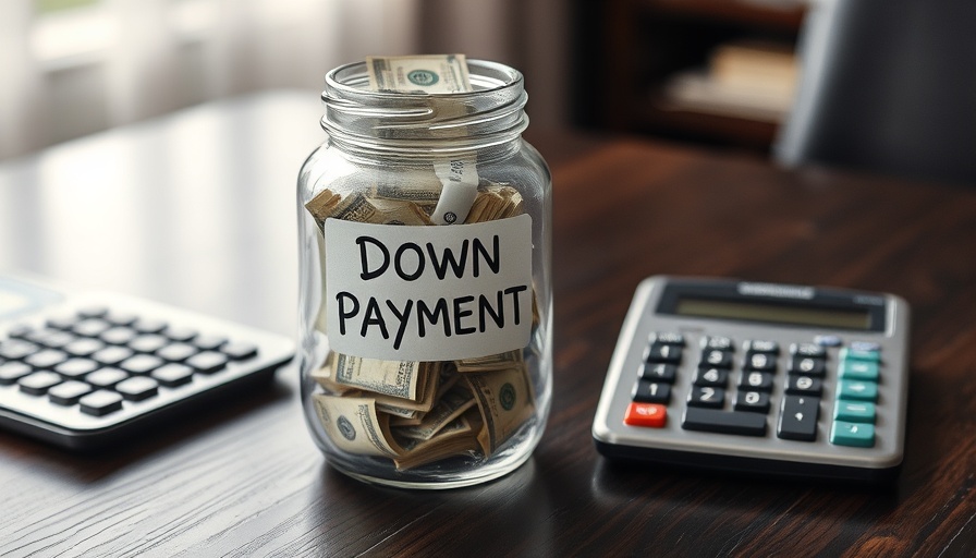 Down payment jar with cash and calculator, costs of owning a home planning.
