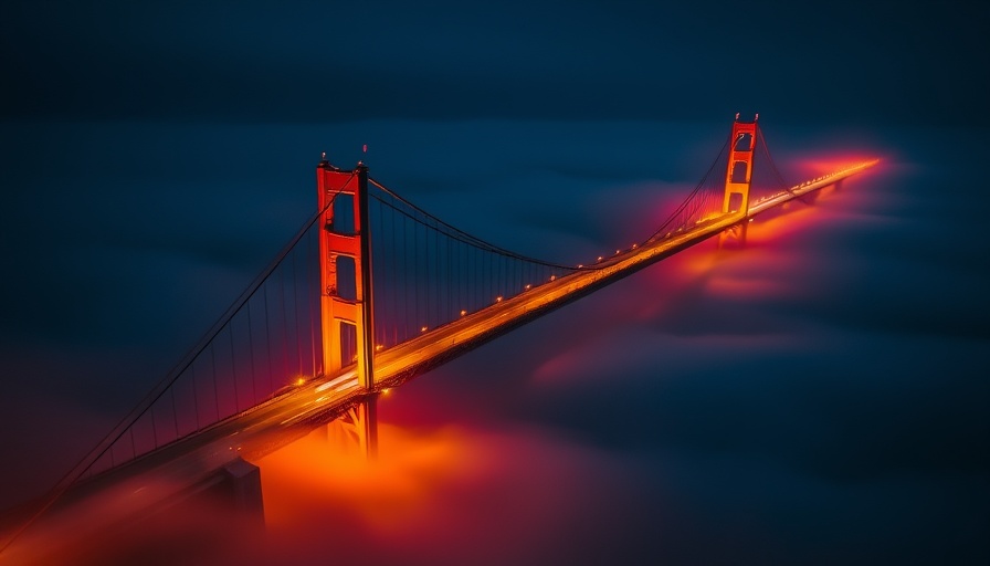 Aerial view of bridge and fog; related to small business financing options metaphor.