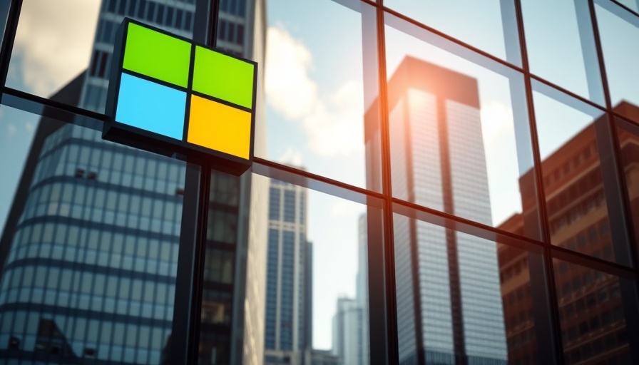 Microsoft building facade reflecting urban cityscape, capturing modern architecture.