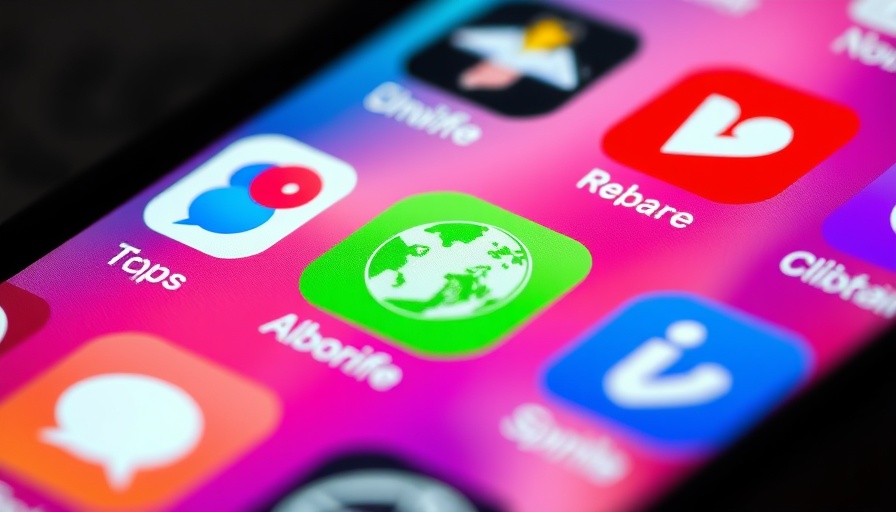 Close-up of colorful app icons including a green Earth icon on a smartphone.