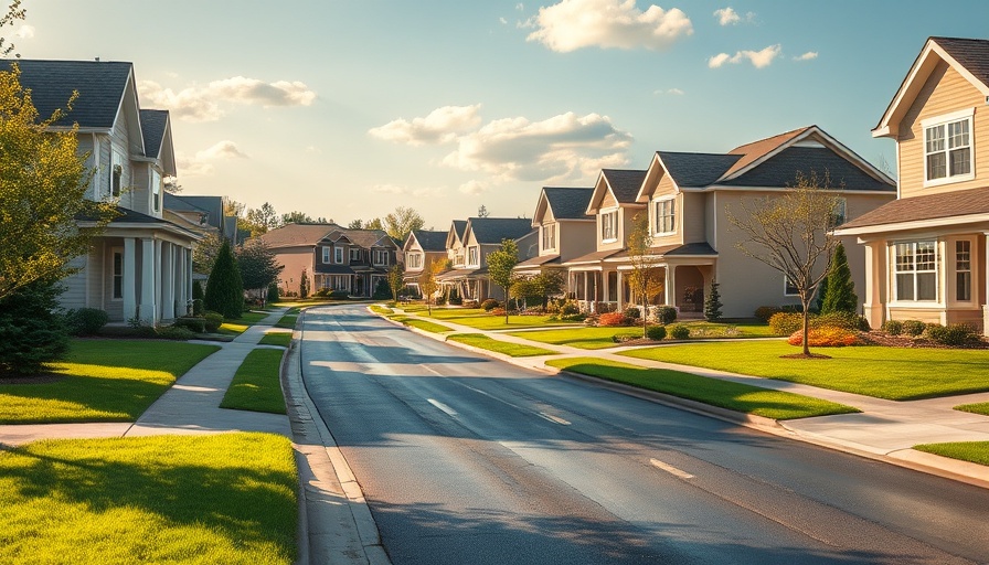 Sunny suburban neighborhood scene for exclusive right to sell agreement.