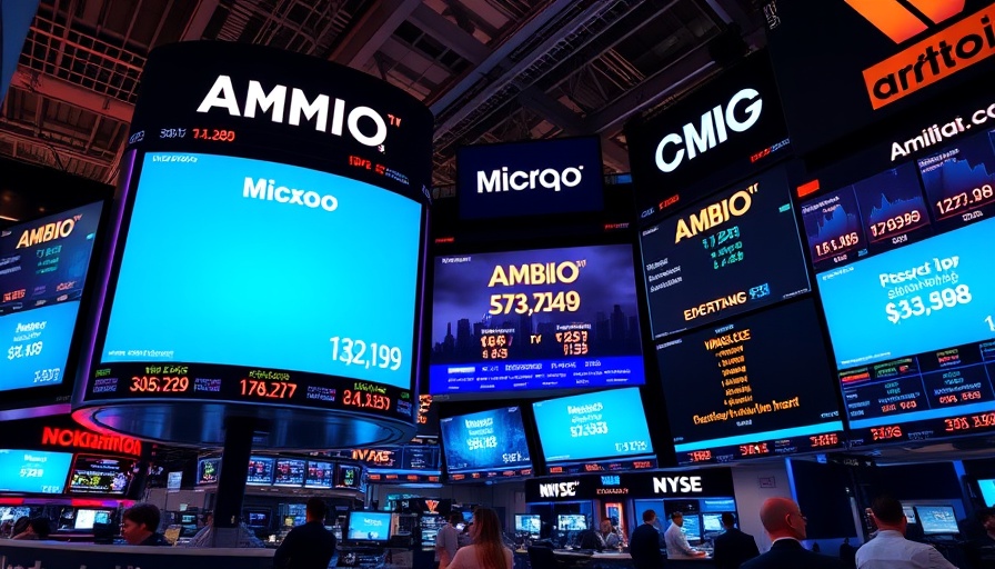 Ambiq Micro IPO on display screens at stock exchange.