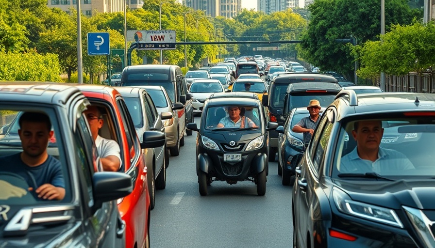 Urban traffic congestion highlighting the need for sustainable development.