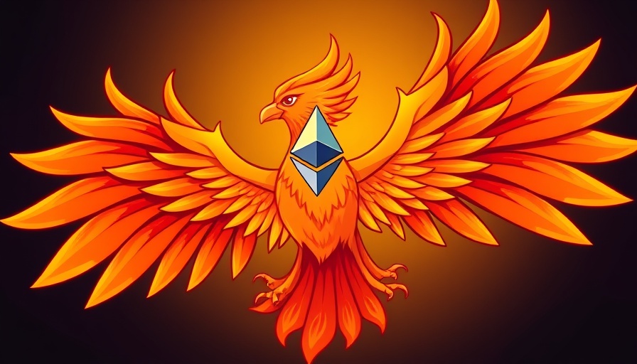 Fiery phoenix with Ethereum symbol, symbolic of cryptocurrency regulation