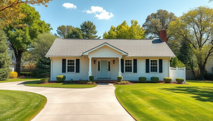 Beautiful suburban house with manicured lawn, sunny day