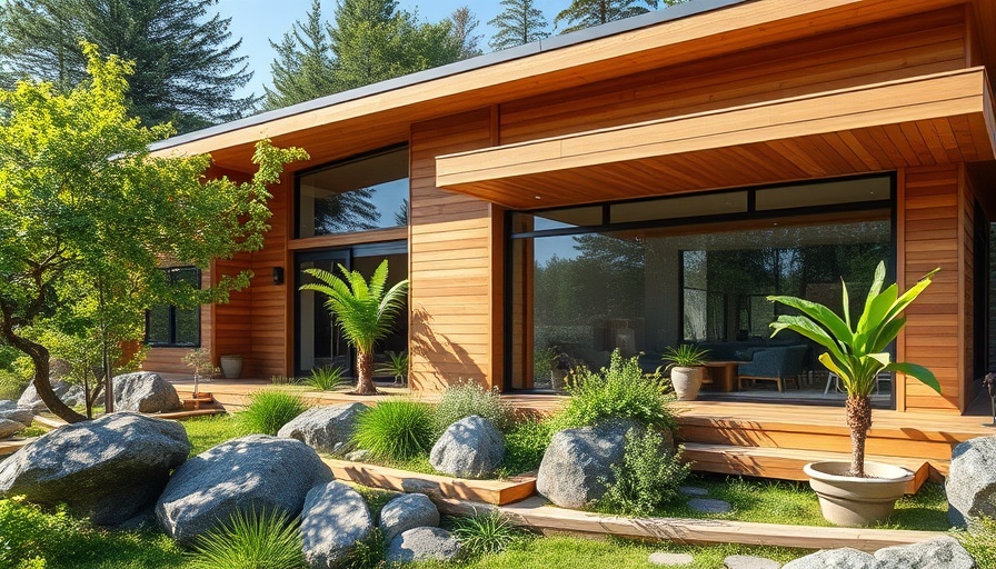 Modern primary residence exterior with natural wood design.
