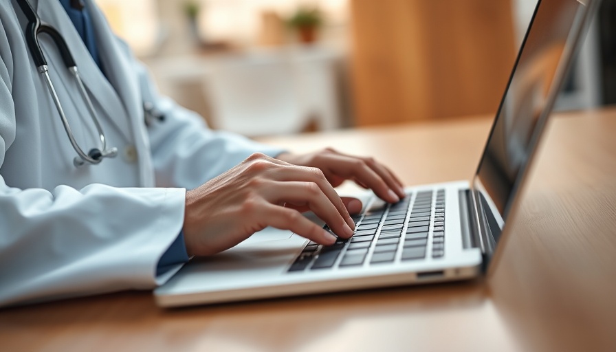 Doctor updating ChatEHR Patient Health Records on a laptop.