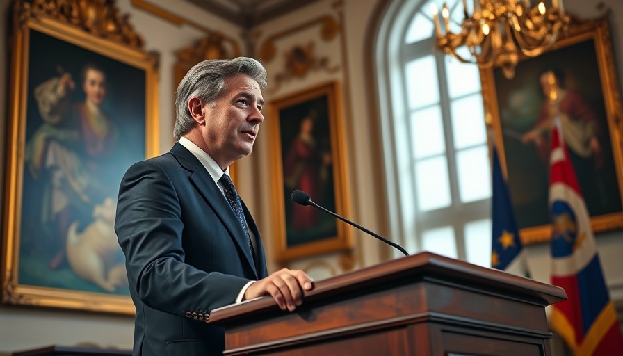 Confident speaker addressing audience in elegant setting, employment trends.